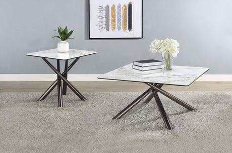 Carvell Mirage White Square Sintered Stone Top End Table from Coaster - Luna Furniture