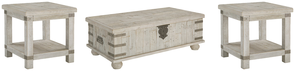 Carynhurst Coffee Table with 2 End Tables in White Wash Gray from Ashley Furniture - Luna Furniture