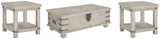 Carynhurst Coffee Table with 2 End Tables in White Wash Gray from Ashley Furniture - Luna Furniture
