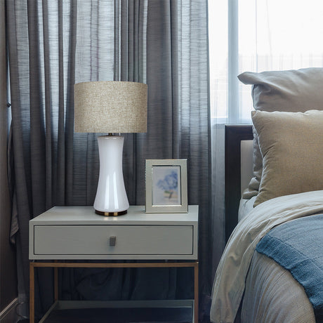 Cascade Glass Lamp Golden Base Off White Glass Table Lamp from Midinmod - Luna Furniture