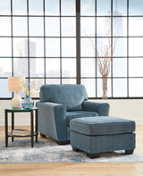 Cashton Chair and Ottoman in Blue from Ashley Furniture - Luna Furniture