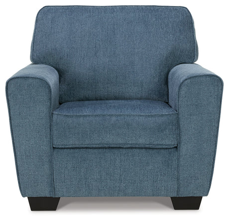 Cashton Chair and Ottoman in Blue from Ashley - Luna Furniture