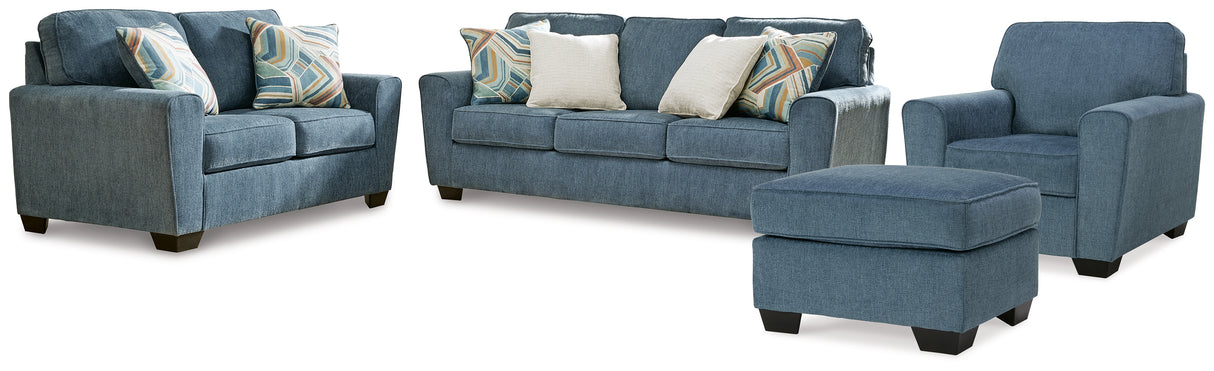 Cashton Sofa, Loveseat, Chair and Ottoman in Blue from Ashley - Luna Furniture