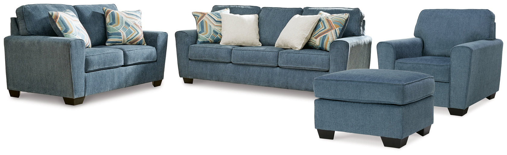Cashton Sofa, Loveseat, Chair and Ottoman in Blue from Ashley - Luna Furniture