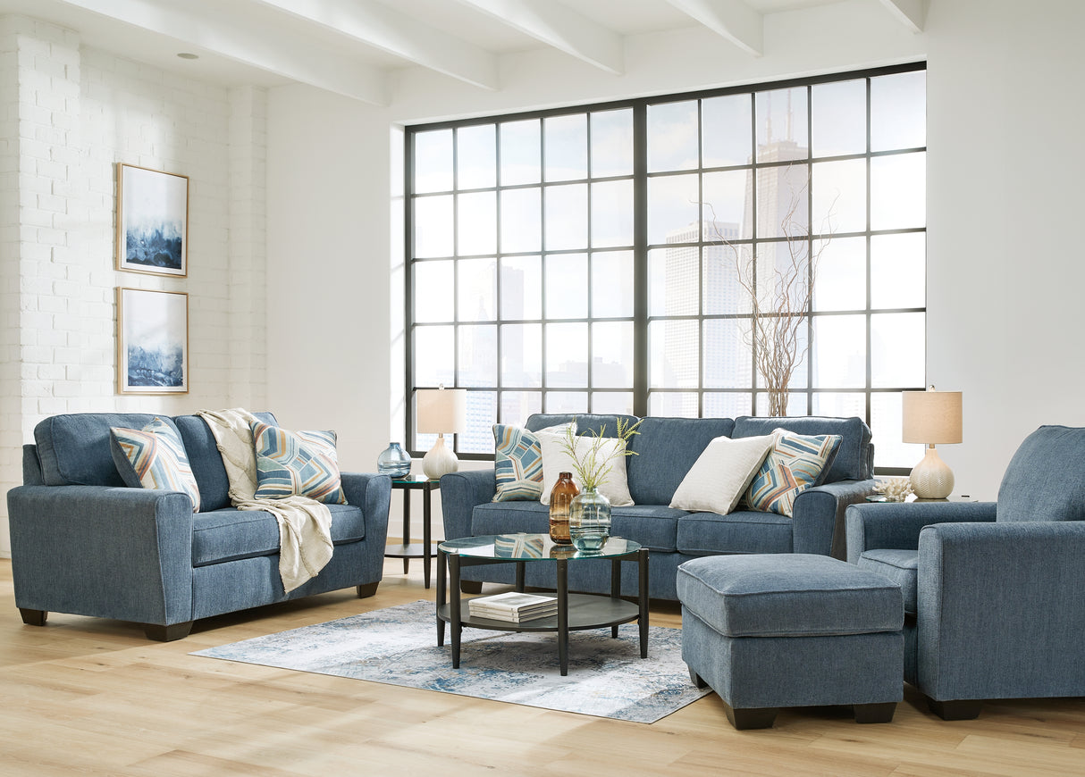 Cashton Sofa, Loveseat, Chair and Ottoman in Blue from Ashley - Luna Furniture