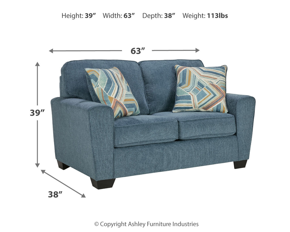 Cashton Sofa, Loveseat, Chair and Ottoman in Blue from Ashley - Luna Furniture