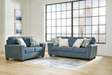 Cashton Sofa, Loveseat, Chair and Ottoman in Blue from Ashley - Luna Furniture