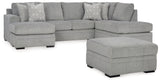 Casselbury Cement 2-Piece Sectional with Ottoman from Ashley - Luna Furniture