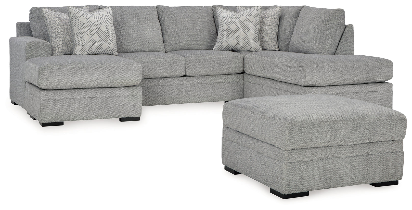 Casselbury Cement 2-Piece Sectional with Ottoman from Ashley - Luna Furniture