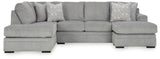 Casselbury Cement 2-Piece Sectional with Ottoman from Ashley - Luna Furniture