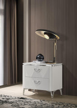 Cassia White High Gloss 2-Drawer Nightstand from Coaster - Luna Furniture