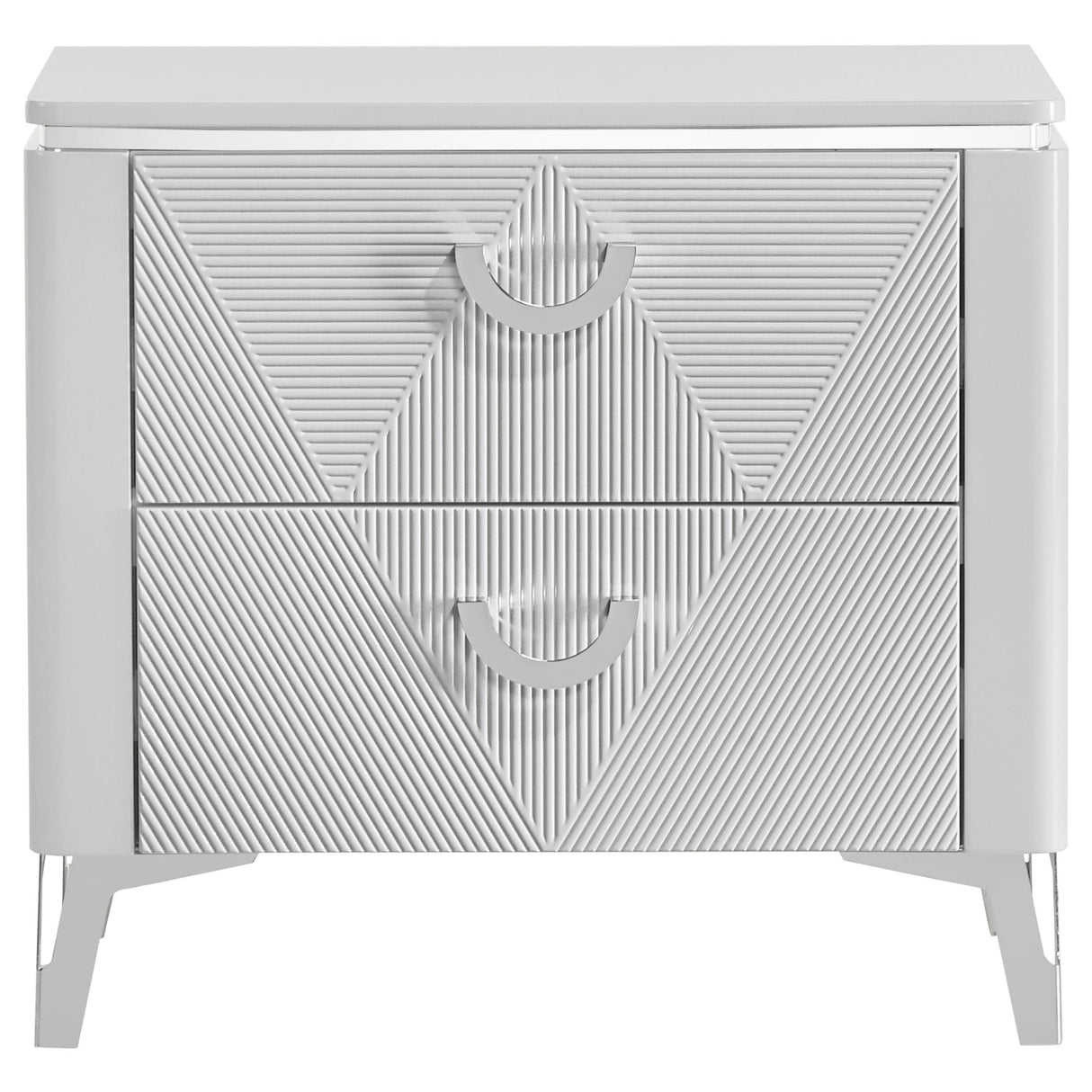Cassia White High Gloss 2-Drawer Nightstand from Coaster - Luna Furniture