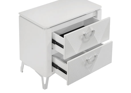 Cassia White High Gloss 2-Drawer Nightstand from Coaster - Luna Furniture
