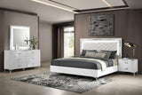 Cassia White High Gloss 4-Piece Eastern King LED Bedroom Set from Coaster - Luna Furniture