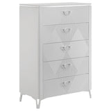 Cassia White High Gloss 5-Drawer Bedroom Chest from Coaster - Luna Furniture