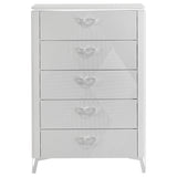 Cassia White High Gloss 5-Drawer Bedroom Chest from Coaster - Luna Furniture