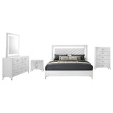 Cassia White High Gloss 5-Piece Eastern King LED Bedroom Set from Coaster - Luna Furniture