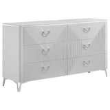 Cassia White High Gloss 6-Drawer Bedroom Dresser from Coaster - Luna Furniture