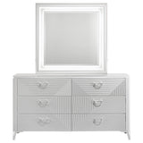 Cassia White High Gloss 6-Drawer Dresser with Mirror from Coaster - Luna Furniture