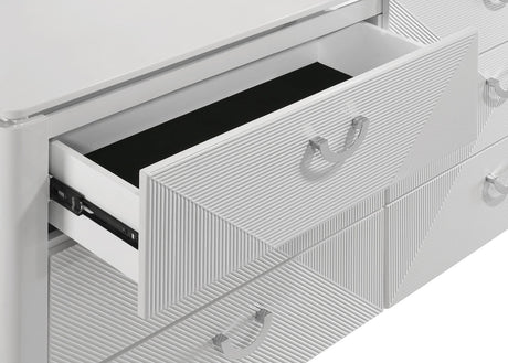 Cassia White High Gloss 6-Drawer Dresser with Mirror from Coaster - Luna Furniture