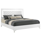 Cassia White High Gloss Eastern King LED Panel Bed from Coaster - Luna Furniture
