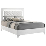 Cassia White High Gloss Queen LED Panel Bed from Coaster - Luna Furniture