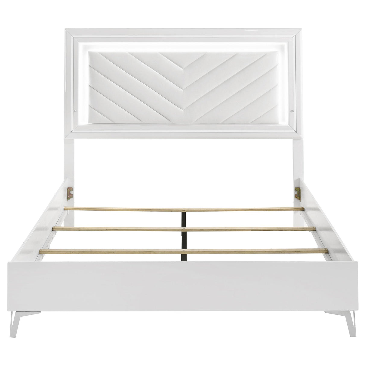 Cassia White High Gloss Queen LED Panel Bed from Coaster - Luna Furniture