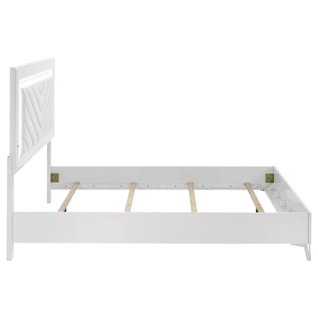 Cassia White High Gloss Queen LED Panel Bed from Coaster - Luna Furniture