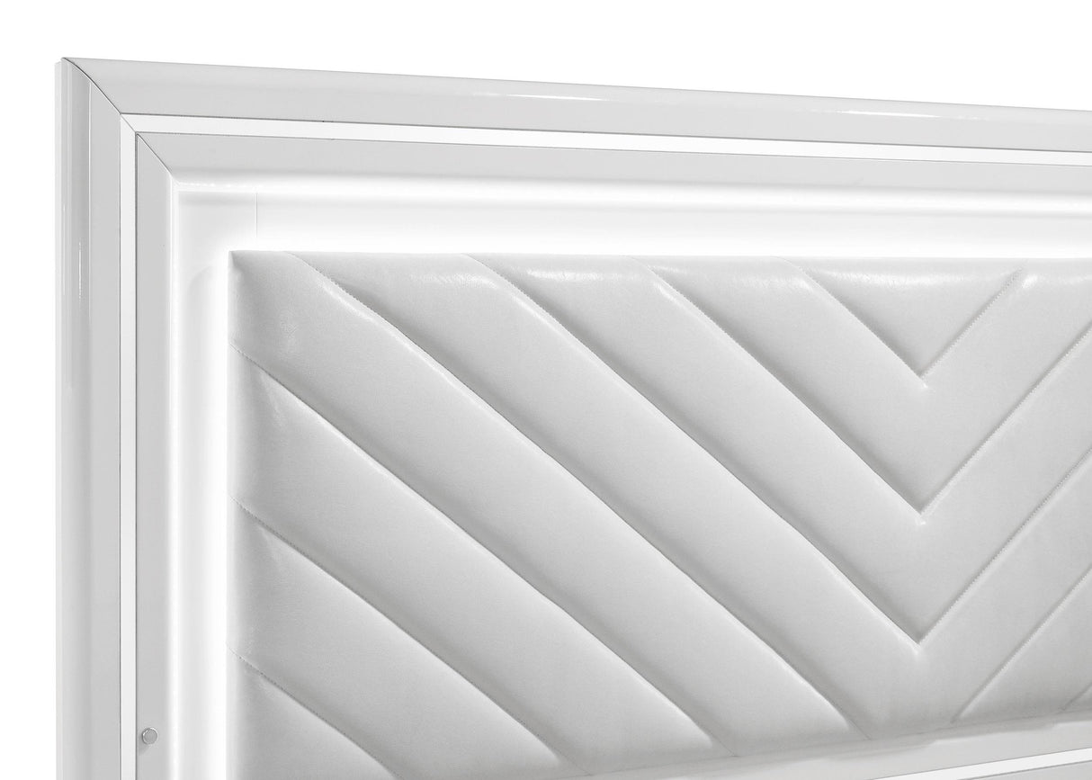 Cassia White High Gloss Queen LED Panel Bed from Coaster - Luna Furniture
