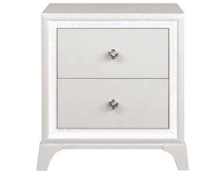 Cassie Illuminating Glam Nightstand, Shimmering Pearl Finish from Steve Silver - Luna Furniture