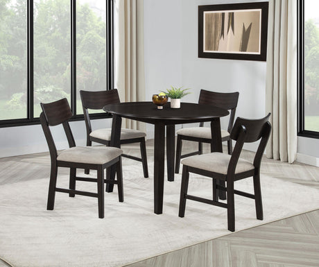 Catley Dark Coffee 5-Piece Round Drop Leaf Dining Set from Coaster - Luna Furniture