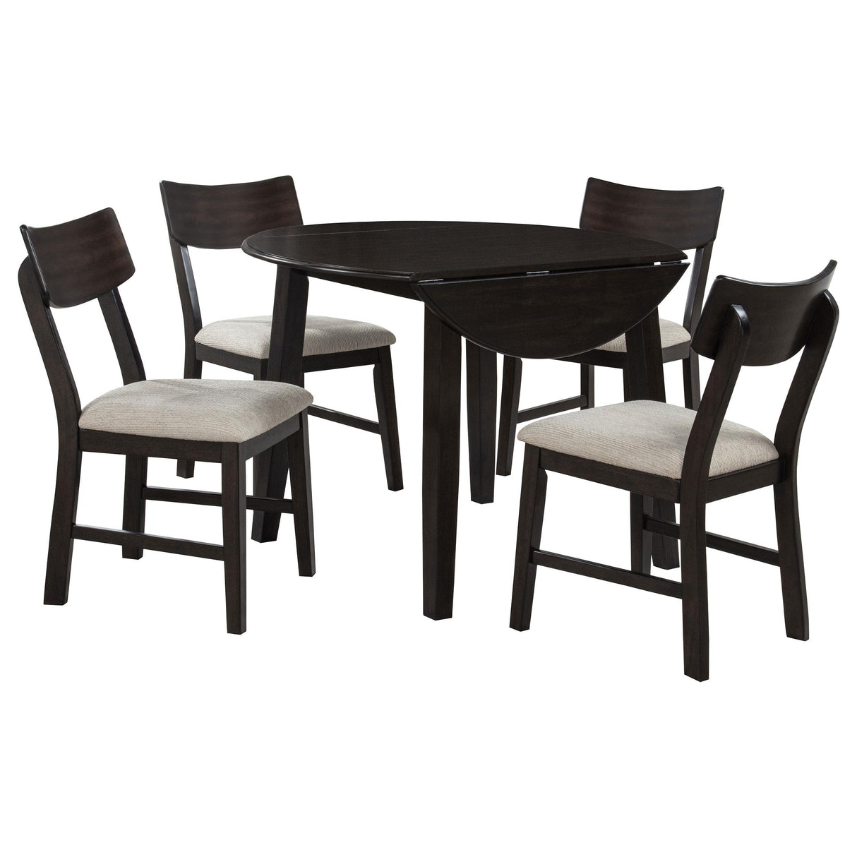 Catley Dark Coffee 5-Piece Round Drop Leaf Dining Set from Coaster - Luna Furniture