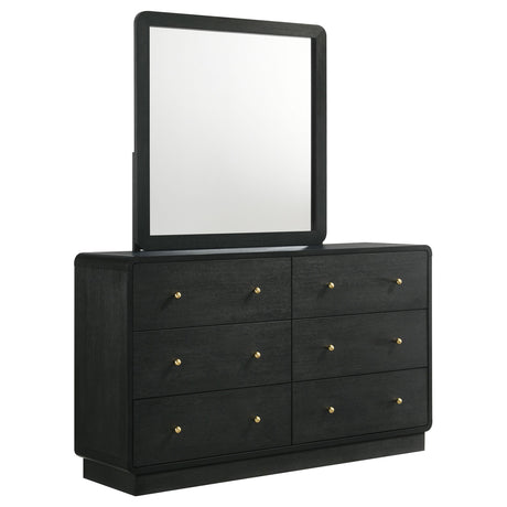 Cavelle Black 6-Drawer Dresser and Mirror from Coaster - Luna Furniture