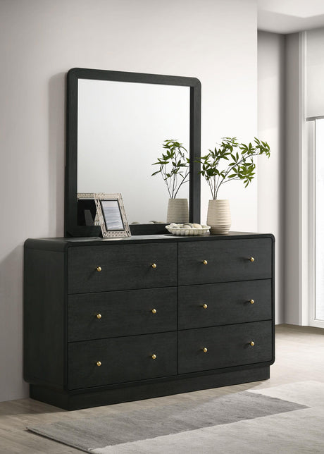 Cavelle Black 6-Drawer Dresser and Mirror from Coaster - Luna Furniture