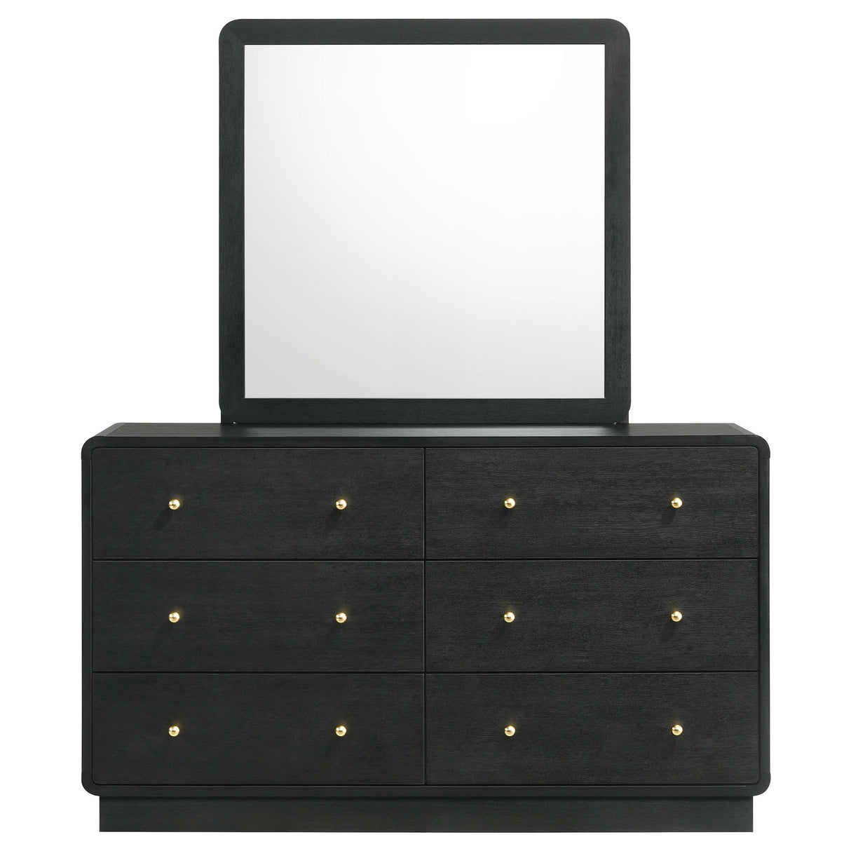 Cavelle Black 6-Drawer Dresser and Mirror from Coaster - Luna Furniture