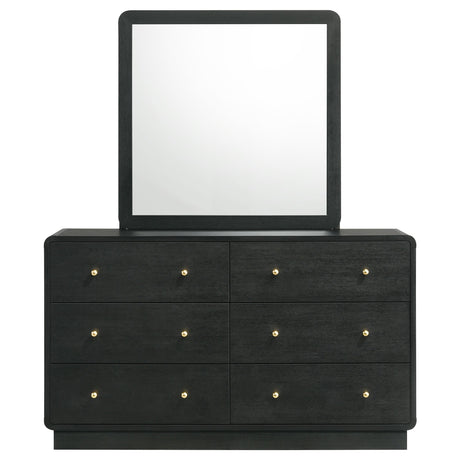 Cavelle Black 6-Drawer Dresser and Mirror from Coaster - Luna Furniture