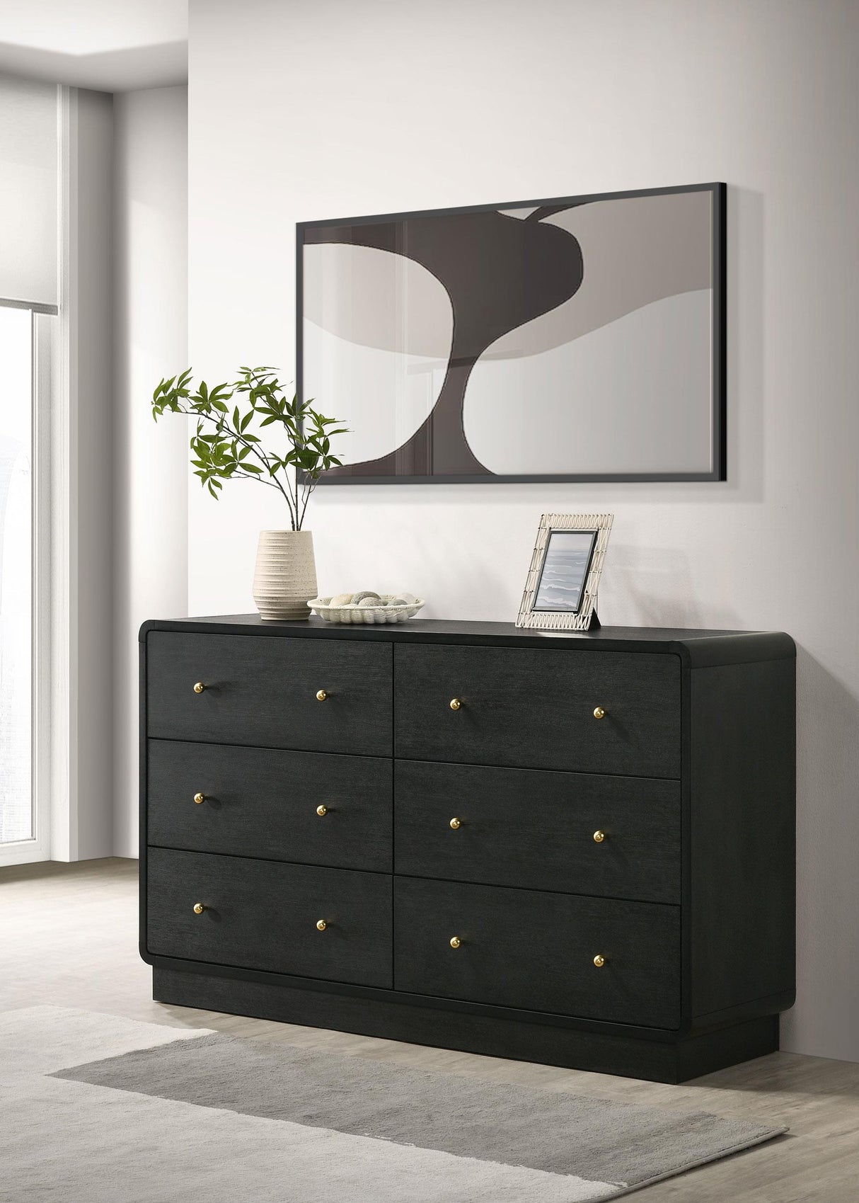 Cavelle Black 6-Drawer Dresser Cabinet from Coaster - Luna Furniture