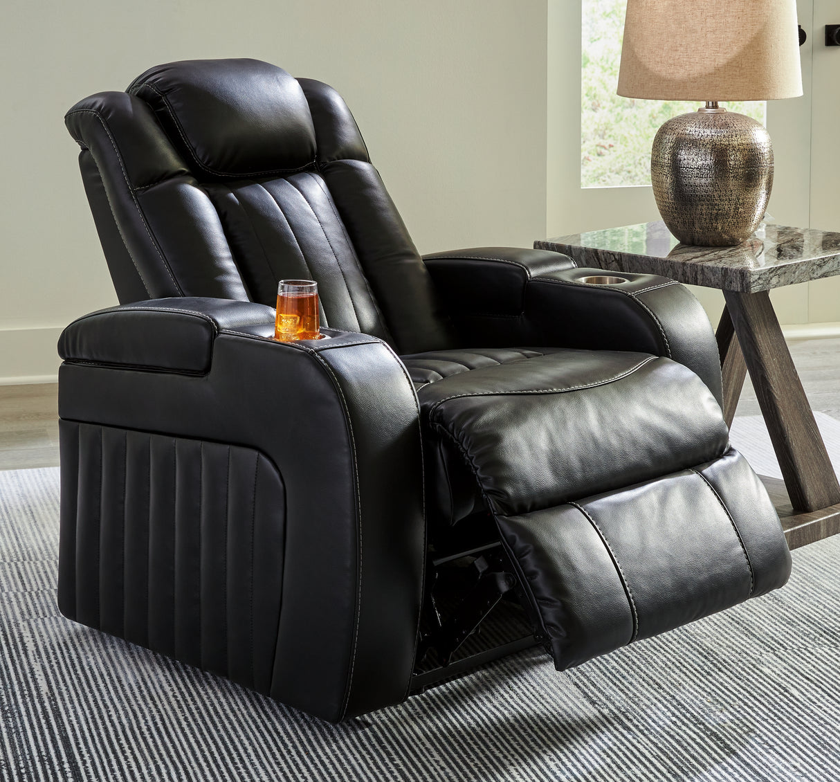 Caveman Den Sofa, Loveseat and Recliner in Midnight from Ashley - Luna Furniture