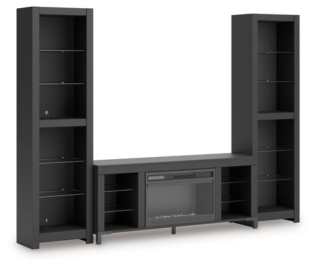 Cayberry Black 3-Piece Entertainment Center with Electric Fireplace from Ashley - Luna Furniture