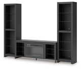 Cayberry Black 3-Piece Entertainment Center with Electric Fireplace from Ashley Furniture - Luna Furniture
