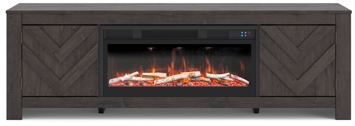 Cayboni Black 71" TV Stand with Electric Fireplace from Ashley Furniture - Luna Furniture
