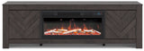 Cayboni Black 71" TV Stand with Electric Fireplace from Ashley Furniture - Luna Furniture