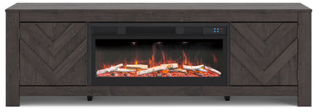 Cayboni Black 71" TV Stand with Electric Fireplace from Ashley - Luna Furniture
