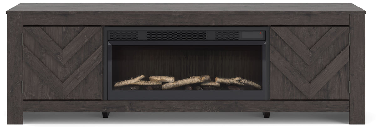 Cayboni Black 71" TV Stand with Electric Fireplace from Ashley Furniture - Luna Furniture