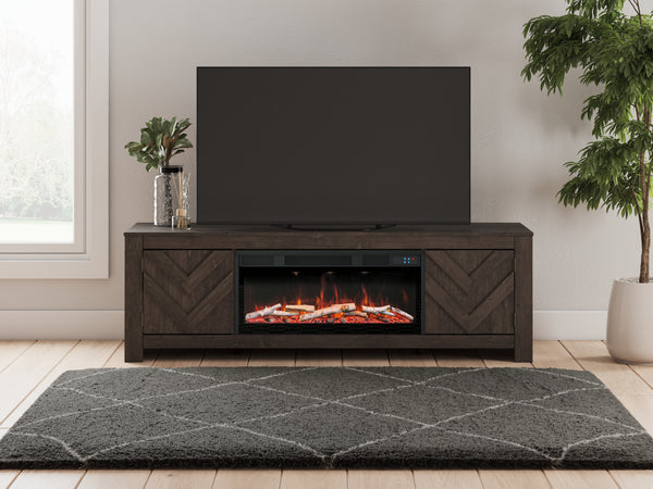Cayboni Black 71" TV Stand with Electric Fireplace