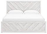 Cayboni King Panel Bed with 2 Nightstands in Whitewash from Ashley - Luna Furniture