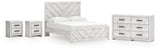Cayboni Queen Panel Bed with Dresser and 2 Nightstands in Whitewash from Ashley - Luna Furniture