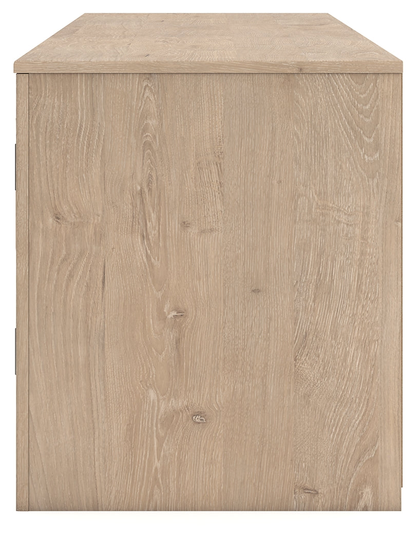 Cayboni Tan 71" TV Stand with Electric Fireplace from Ashley Furniture - Luna Furniture