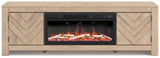 Cayboni Tan 71" TV Stand with Electric Fireplace from Ashley Furniture - Luna Furniture