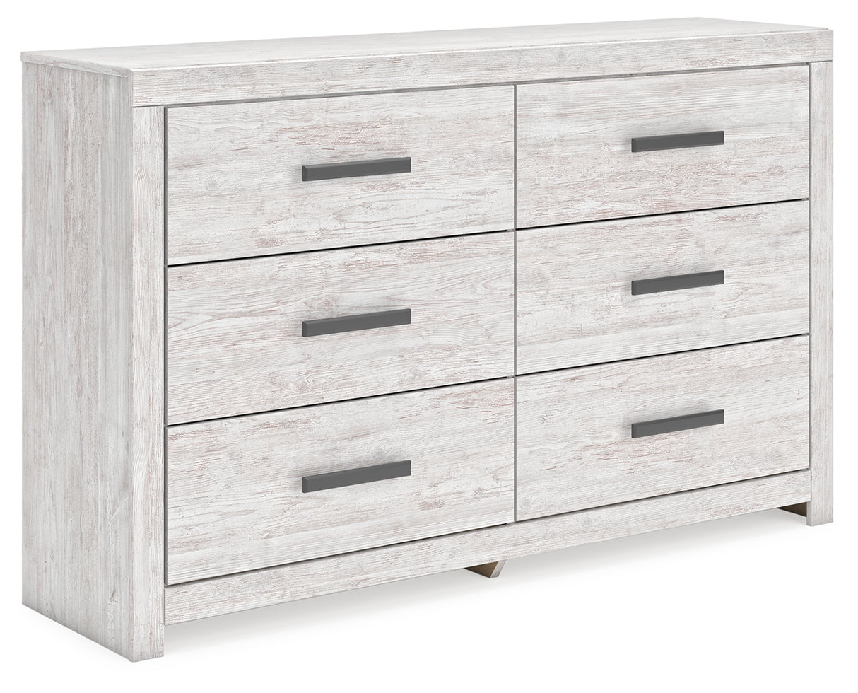 Cayboni Twin Panel Bed with Dresser and 2 Nightstands in Whitewash from Ashley - Luna Furniture